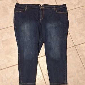 q Woman Within Stretch Dark Blue Ankle Jeans Size 28WP